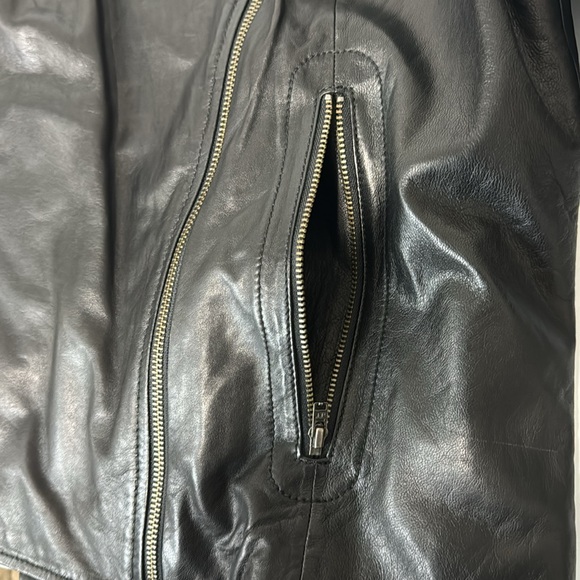 Trouvé black leather moto jacket with blue quilted inside L - Picture 8 of 12
